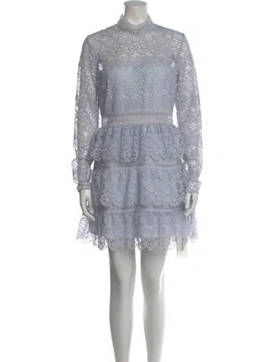 Pre-owned Self-portrait Lace Knee-length Dress W/ Tags In Blue