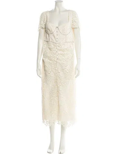 Pre-owned Self-portrait Lace Long Dress In Neutral