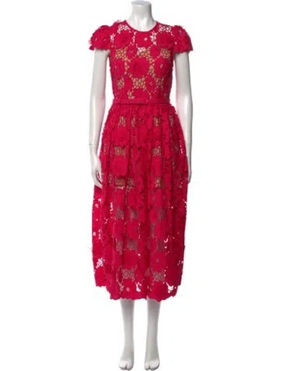 Pre-owned Self-portrait Lace Long Dress In Pink