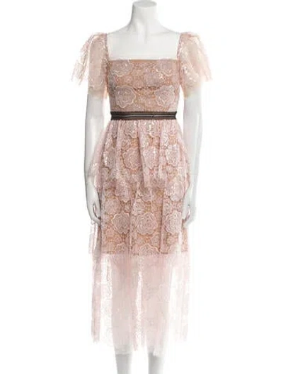 Pre-owned Self-portrait Lace Long Dress In Pink