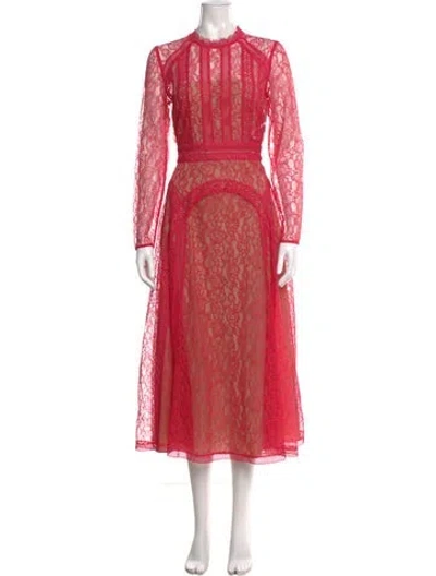 Pre-owned Self-portrait Lace Long Dress In Pink