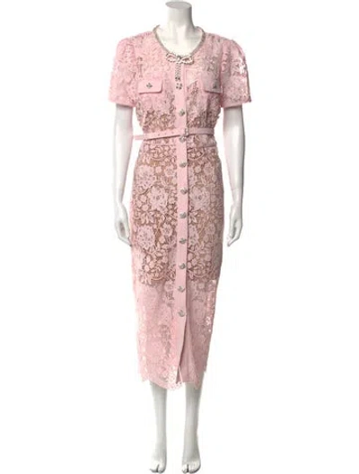 Pre-owned Self-portrait Lace Long Dress W/ Tags In Pink