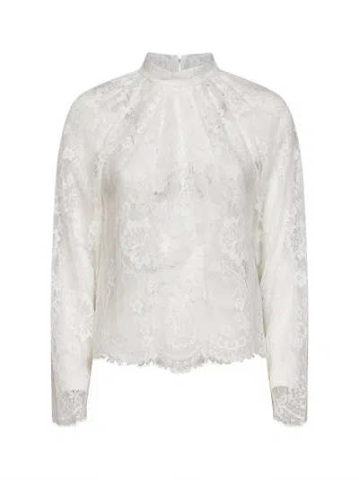 Self-portrait Lace Long Sleeve Blouse In Multi