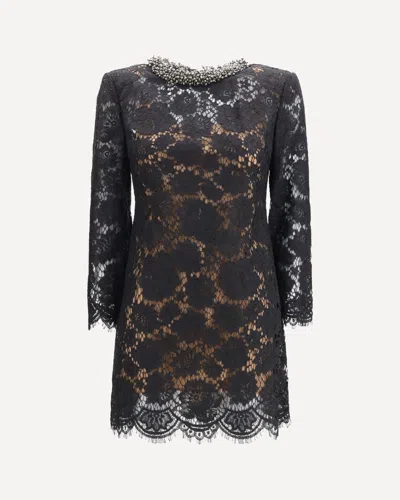 Self-portrait Lace Long Sleeve Mini Dress In Black