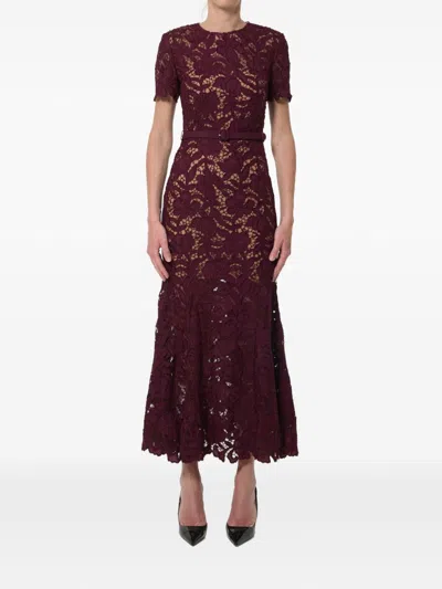 Self-portrait Lace Mermaid Dress In Burgundy