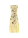 Self-portrait Midi Dress Yellow Crochet Lace With Yellow Cotton Lace For Women