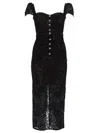 Self-portrait Belted Embellished Cotton-blend Lace Midi Dress In Brown