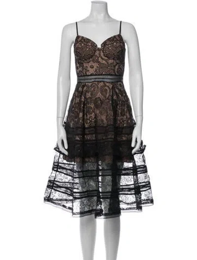 Pre-owned Self-portrait Lace Midi Length Dress In Black