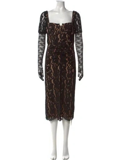 Pre-owned Self-portrait Lace Midi Length Dress In Black