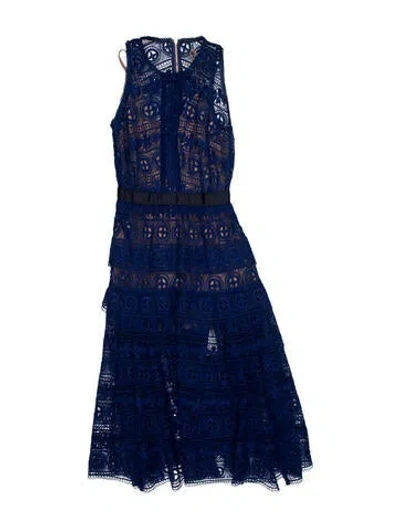 Pre-owned Self-portrait Lace Midi Length Dress In Blue