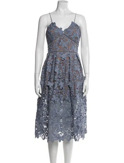 Pre-owned Self-portrait Lace Midi Length Dress In Blue