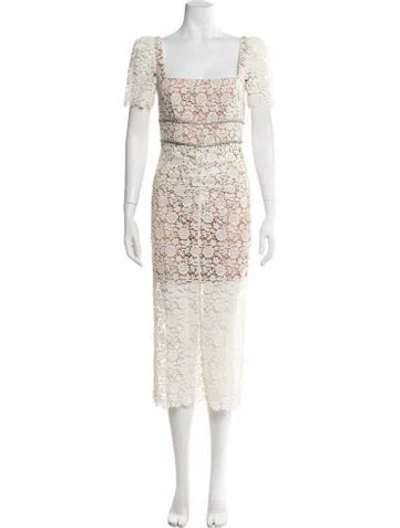 Pre-owned Self-portrait Lace Midi Length Dress In Neutral