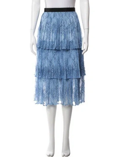 Pre-owned Self-portrait Lace Midi Length Skirt In Blue
