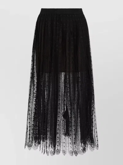 Self-portrait Lace Midi Skirt Fitted Silhouette Design In Black