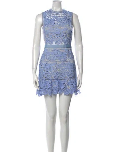 Pre-owned Self-portrait Lace Mini Dress In Blue