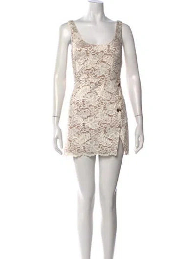 Pre-owned Self-portrait Lace Mini Dress W/ Tags In Neutral