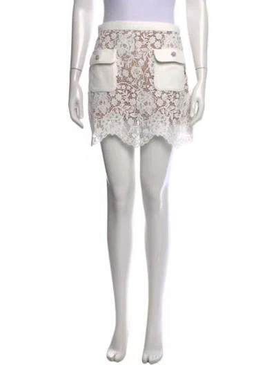 Pre-owned Self-portrait Lace Mini Skirt In White