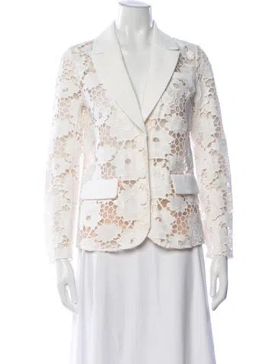 Pre-owned Self-portrait Lace Pattern Blazer In White