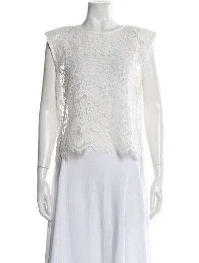 Pre-owned Self-portrait Lace Pattern Crew Neck Top In Neutral