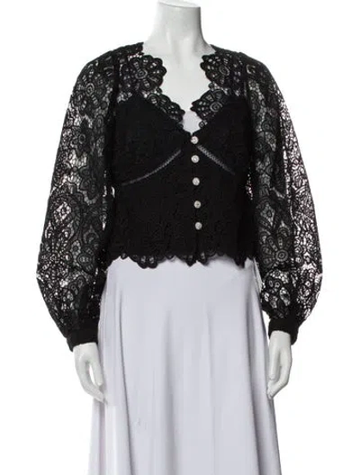Pre-owned Self-portrait Lace Pattern Evening Jacket In Black