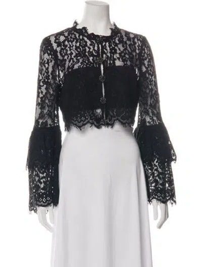 Pre-owned Self-portrait Lace Pattern Evening Jacket In Black
