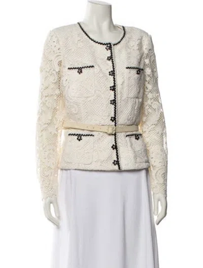 Pre-owned Self-portrait Lace Pattern Evening Jacket In White