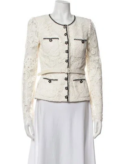 Pre-owned Self-portrait Lace Pattern Jacket In Neutrals