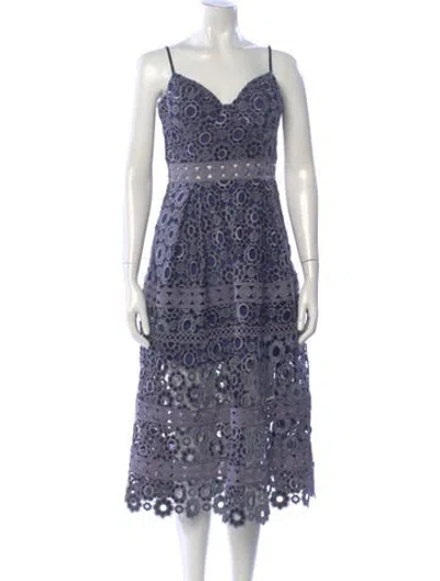 Pre-owned Self-portrait Lace Pattern Knee-length Dress In Blue