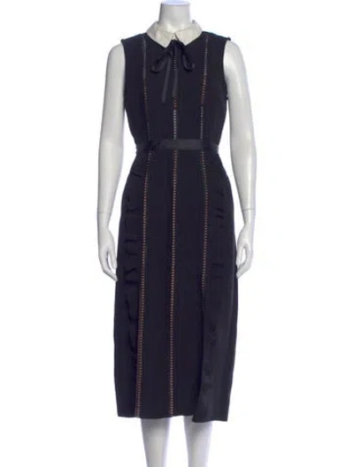 Pre-owned Self-portrait Lace Pattern Long Dress In Black
