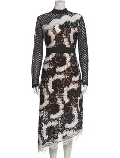 Pre-owned Self-portrait Lace Pattern Long Dress In Multi