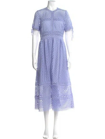 Pre-owned Self-portrait Lace Pattern Long Dress In Purple