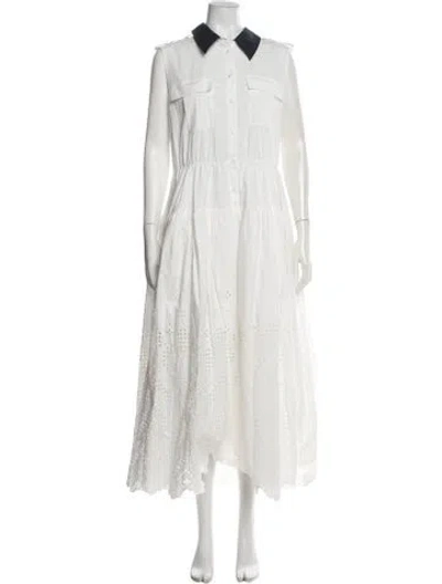 Pre-owned Self-portrait Lace Pattern Long Dress W/ Tags In White