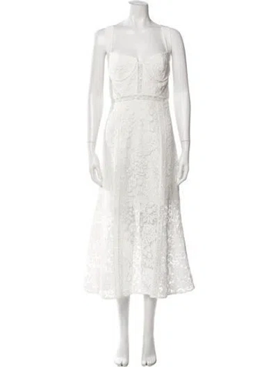 Pre-owned Self-portrait Lace Pattern Long Dress In White