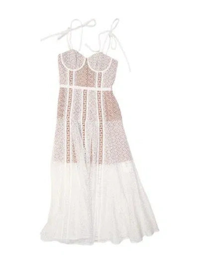 Pre-owned Self-portrait Lace Pattern Long Dress In White