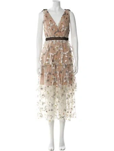 Pre-owned Self-portrait Lace Pattern Midi Length Dress