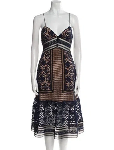 Pre-owned Self-portrait Lace Pattern Midi Length Dress