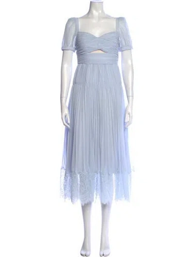 Pre-owned Self-portrait Lace Pattern Midi Length Dress In Blue