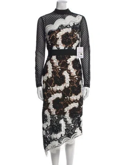Pre-owned Self-portrait Lace Pattern Midi Length Dress In Multi
