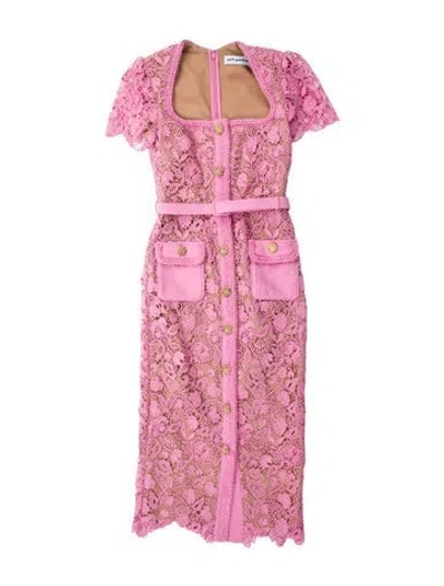 Pre-owned Self-portrait Lace Pattern Midi Length Dress In Multi