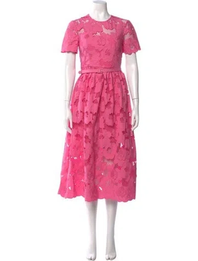 Pre-owned Self-portrait Lace Pattern Midi Length Dress In Pink
