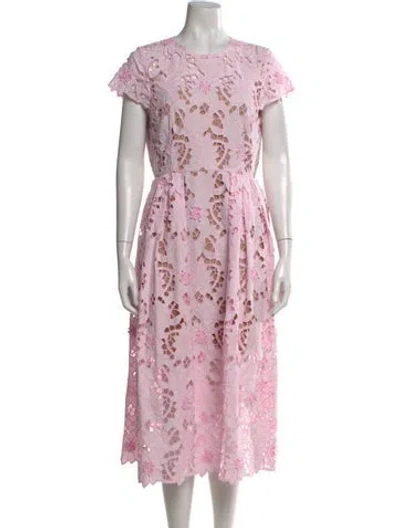 Pre-owned Self-portrait Lace Pattern Midi Length Dress In Pink