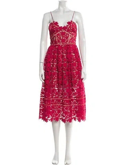 Pre-owned Self-portrait Lace Pattern Midi Length Dress In Pink
