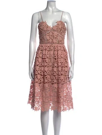 Pre-owned Self-portrait Lace Pattern Midi Length Dress In Pink