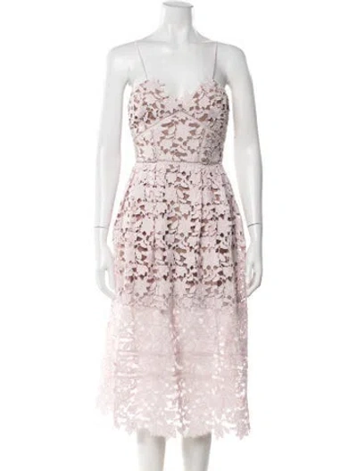 Pre-owned Self-portrait Lace Pattern Midi Length Dress In Pink