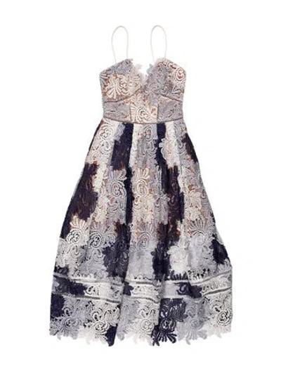 Pre-owned Self-portrait Lace Pattern Midi Length Dress In White