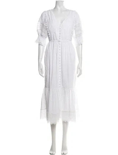 Pre-owned Self-portrait Lace Pattern Midi Length Dress In White