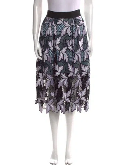 Pre-owned Self-portrait Lace Pattern Midi Length Skirt In Black