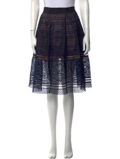Pre-owned Self-portrait Lace Pattern Midi Length Skirt In Blue/neutrals