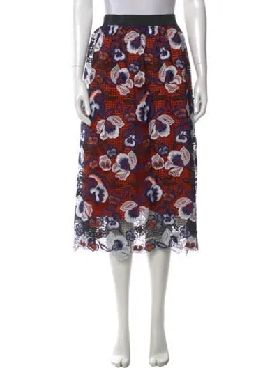 Pre-owned Self-portrait Lace Pattern Midi Length Skirt In Multi
