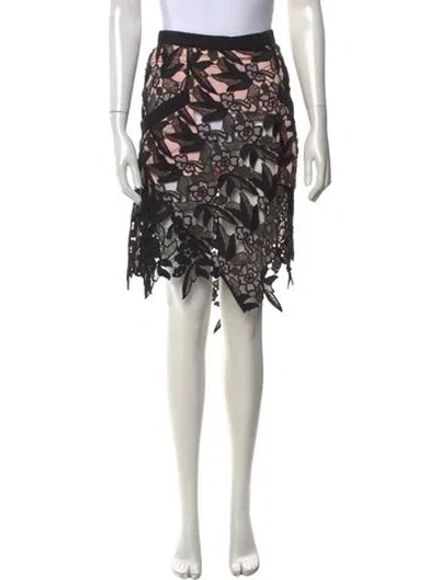 Pre-owned Self-portrait Lace Pattern Midi Length Skirt In Pink